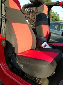 img 1 attached to 🖤 GEARFLAG Neoprene Seat Cover Set - Custom Fit for 2003-2006 Jeep Wrangler TJ/LJ - Full Set (Front + Rear Seats) - Red/Black