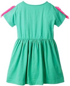 img 3 attached to Charming Girl Cotton Long Sleeve Dress: Playful Casualwear with Cartoon Appliques and Striped Jersey