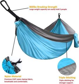 img 2 attached to 🏕️ Gold Armour Camping Hammock: Extra Large Double Parachute Hammock - Lightweight Nylon, USA Brand for Adults, Teens & Kids - Camping Accessories Gear (Sky Blue & Gray)