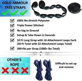 img 1 attached to 🏕️ Gold Armour Camping Hammock: Extra Large Double Parachute Hammock - Lightweight Nylon, USA Brand for Adults, Teens & Kids - Camping Accessories Gear (Sky Blue & Gray)