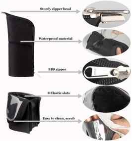 img 2 attached to Compact Black Makeup Brush Case: Portable Travel Holder & Organizer for Artists - Foldable Stand-up Design