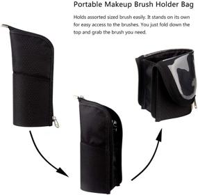 img 3 attached to Compact Black Makeup Brush Case: Portable Travel Holder & Organizer for Artists - Foldable Stand-up Design