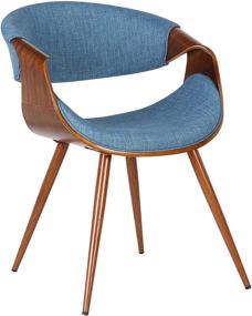 img 3 attached to Stylish Armen Living Butterfly Dining Chair: Blue Fabric & Walnut Wood Finish