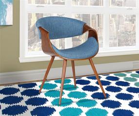 img 4 attached to Stylish Armen Living Butterfly Dining Chair: Blue Fabric & Walnut Wood Finish