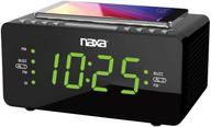 ⏰ усовершенствованные часы-будильник naxa electronics nrc-191 с двумя будильниками: беспроводная зарядка qi, светодиодный дисплей - черные логотип