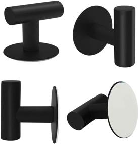 img 2 attached to SHAREWIN Adhesive Towel Hooks: Stylish Matte Black Coat Rack for Bathroom and Kitchen - Set of 2