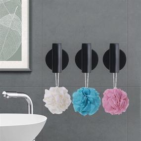 img 1 attached to SHAREWIN Adhesive Towel Hooks: Stylish Matte Black Coat Rack for Bathroom and Kitchen - Set of 2