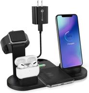 🔌 upgraded 6-in-1 wireless charger stand with qi charging for iphone 12/11/pro/max/xs/max/xr/xs/x, airpods pro/3/2/1, and iwatch 6/se/5/4/3/2/1 (no iwatch charging cable included) logo