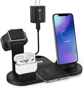 img 4 attached to 🔌 Upgraded 6-in-1 Wireless Charger Stand with Qi Charging for iPhone 12/11/Pro/Max/XS/Max/XR/XS/X, AirPods Pro/3/2/1, and iWatch 6/SE/5/4/3/2/1 (No iWatch Charging Cable Included)