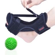 🌿 plantar fasciitis night splint with improved dorsal brace: effective relief for foot pain, achilles tendonitis & heel discomfort, includes hard spiky massage ball logo