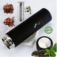 🌍 versatile travel mug: tea infuser bottle, insulated hot coffee thermos, cold fruit infused water flask - food grade leak proof tumbler - double wall stainless steel 16.9 oz логотип