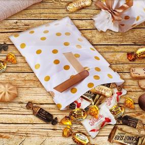 img 1 attached to Gold Dot Drawstring Gift Bags: 50 Pcs Candy Cookies Plastic Treat Bags for Birthday Party, Wedding Gift, or Party Favor Snack Wrapping