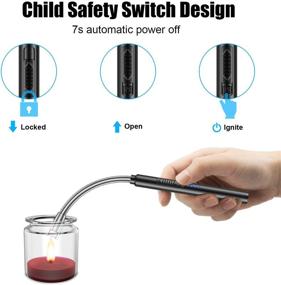 img 2 attached to 🕯️ Black USB Rechargeable Electric Candle Lighter with Flexible 360° Long Neck - Flameless Windproof Plasma Arc Lighter, LED Battery Display, Triple Safety Stainless Steel Shell