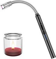 🕯️ black usb rechargeable electric candle lighter with flexible 360° long neck - flameless windproof plasma arc lighter, led battery display, triple safety stainless steel shell logo