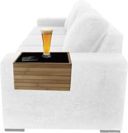🎍 bamboo arm tray table sofa protector with universal drink holder and side table - couch remote caddy included логотип