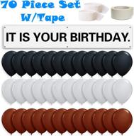 🎉 dwight schrute the office birthday banner set - 70 pcs with 66 12" brown, gray, & black balloons + white crepe streamer rolls + tape логотип