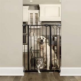 img 4 attached to 🚪 Carlson Extra Tall Walk Through Pet Gate: 4-Inch Extension Kit, Small Pet Door, Pressure Mount and Wall Mount Options - Black (4-Pack)