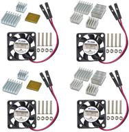 raspberry pi 4 fan with heatsinks - iuniker 30x30x7mm brushless cpu cooling fan for raspberry pi 4 model b, 3 b+, pi 3b, pi 2 (4-pack, black) logo