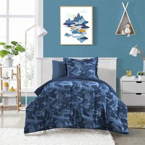 img 4 attached to 🛏️ Dream Factory Easy-Wash Super Soft Comforter Bedding, Full Size, Blue Geo Camo