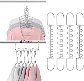 img 4 attached to KLEVERISE 4-Pack Space-Saving Hangers - 12-Slot Stainless Steel Clothes Hangers Magic Cascading Hangers - Clothing Closet Space-Saving Storage Organizers