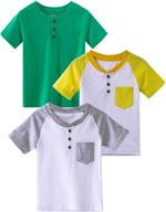 👕 spring&gege toddler boys' short sleeve henley t-shirts, 3-pack: comfortable and stylish tops for active kids! logo