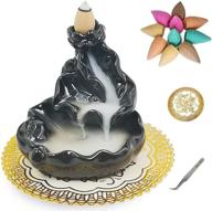 🌸 enhance serenity with our handmade ceramic incense waterfall burner - perfect yoga aromatherapy relaxation gift with 40 free cones - lotus pond design логотип