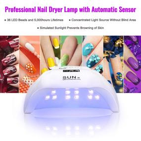 img 2 attached to 💅 Colleer 54W UV LED Gel Nail Lamp with Quick-Drying Polish Dryer, Dual LED UV Beads, Portable Cure Gel Nail Polish Machine, 4 Timer Settings - White