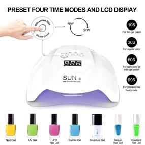 img 3 attached to 💅 Colleer 54W UV LED Gel Nail Lamp with Quick-Drying Polish Dryer, Dual LED UV Beads, Portable Cure Gel Nail Polish Machine, 4 Timer Settings - White