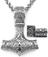 gungneer mjolnir thors hammer necklace: stunning norse pendant in mixed gold color, made of stainless steel - ideal viking jewelry for men! logo