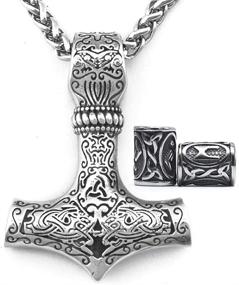 img 4 attached to Gungneer Mjolnir Thors Hammer Necklace: Stunning Norse pendant in mixed gold color, made of stainless steel - Ideal Viking jewelry for men!