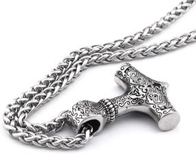 img 1 attached to Gungneer Mjolnir Thors Hammer Necklace: Stunning Norse pendant in mixed gold color, made of stainless steel - Ideal Viking jewelry for men!