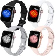 📱 geekspark тонкая полоса 4 шт.: совместима с apple watch 38 мм 40 мм 42 мм 44 мм для женщин и мужчин - мякий кремнийовый ремешок для замены iwatch se/series 6/5/4/3/2/1 логотип