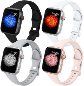 img 4 attached to 📱 GeekSpark Slim Band 4-Pack: Compatible with Apple Watch 38mm 40mm 42mm 44mm for Women Men - Soft Silicone Replacement Strap for iWatch SE/Series 6/5/4/3/2/1