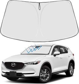 img 4 attached to 🌞 Custom Fit Foldable Sunshade Protector for Mazda CX5 CX-5, Sport, Touring, Grand Touring (2017-2021) - Windshield Sun Shade, 4-Door Crossover Accessories - 2021 Upgrade