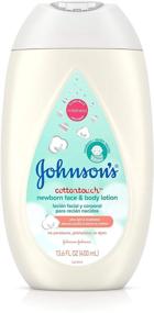 img 4 attached to 👶 Johnson's CottonTouch Newborn Baby Face and Body Lotion: Hypoallergenic, Paraben and Dye-Free, Made with Real Cotton, 13.6 fl. oz