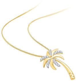 img 3 attached to 🌴 KATARINA Palm Tree Pendant Necklace in Gold or Sterling Silver with Box Chain and 1/10 cttw Diamond (J-K, SI2-I1)