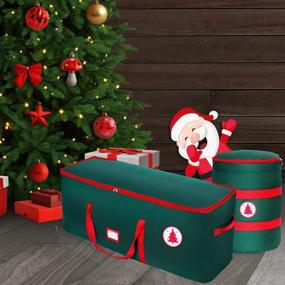 img 3 attached to 🎄 Zukakii Christmas Tree Storage Bag Set: Waterproof 600D Oxford Fabric for up to 7.5 Ft Artificial Xmas Tree, Includes Holiday Decorations Storage Bag & Christmas Lights Holder
