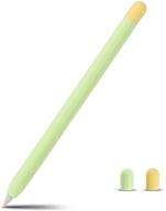 protective apple pencil 2 case: meiruby silicone sleeve for apple pen 2nd gen - green/yellow skin logo