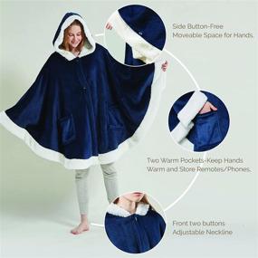 img 1 attached to 🧥 Cozy Sherpa Angel Wrap for Women - Poncho Blanket Jacket with Pockets, Hooded Cape Throw, Comfort Gifts