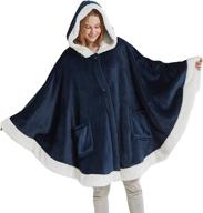 🧥 cozy sherpa angel wrap for women - poncho blanket jacket with pockets, hooded cape throw, comfort gifts logo