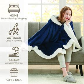 img 2 attached to 🧥 Cozy Sherpa Angel Wrap for Women - Poncho Blanket Jacket with Pockets, Hooded Cape Throw, Comfort Gifts