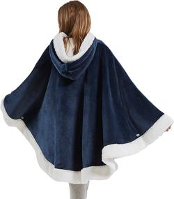 img 3 attached to 🧥 Cozy Sherpa Angel Wrap for Women - Poncho Blanket Jacket with Pockets, Hooded Cape Throw, Comfort Gifts