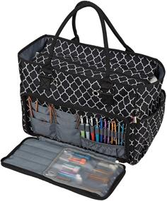 img 3 attached to NICOGENA Portable Knitting Bag for Yarn Skeins and Accessories: Tangle-Free 🧶 Storage Tote with Mini Yarn Drum and 4 Oversized Grommets - Lantern Black