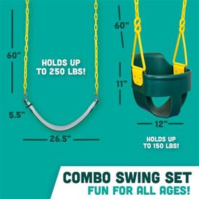 img 2 attached to 🌈 Green Heavy-Duty Strap Swing Seat - High Back Full Bucket Swing 3.0