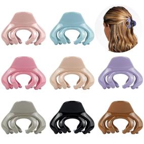 img 4 attached to 🎀 Women and Girls' Hair Claw Clips, 3 Inch Hair Clips for Thin and Thick Hair, Non-Slip Octopus Clips in Pastel Colors, Strong Hold Hair Clutcher Clamps Spider Clip for All Hair Types - Pack of 8