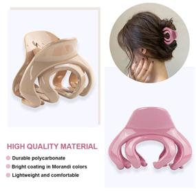 img 3 attached to 🎀 Women and Girls' Hair Claw Clips, 3 Inch Hair Clips for Thin and Thick Hair, Non-Slip Octopus Clips in Pastel Colors, Strong Hold Hair Clutcher Clamps Spider Clip for All Hair Types - Pack of 8