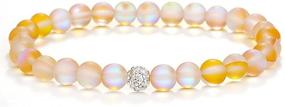 img 4 attached to 🧜 Mystic Mermaid Glass Charm Bracelet for Women and Girls - Summer Love 6mm 8mm, Glowing Moonstone Friendship Beaded Bracelets | Ideal Gifts