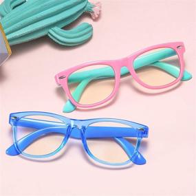 img 3 attached to 👦 Protective Glasses for Kids: 2 Pack Blue Light Blocking Glasses for Girls and Boys (Ages 3-10) - Anti-Blue Light & Headache Relief - Ideal for Computer and Video Gaming (Pink Green+Transparent Blue)