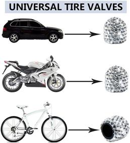 img 1 attached to KEUHNGY Car Valve Stem Caps 4Pcs Handmade Crystal Rhinestone Universal Tire Valves Dust Cap For Cars SUVs Bike Bicycle Trucks Motorcycles (White)