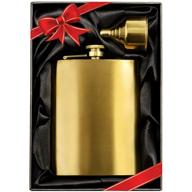 🎁 8 oz gold hip flask set with funnel & pouch - perfect christmas gift under $20! logo